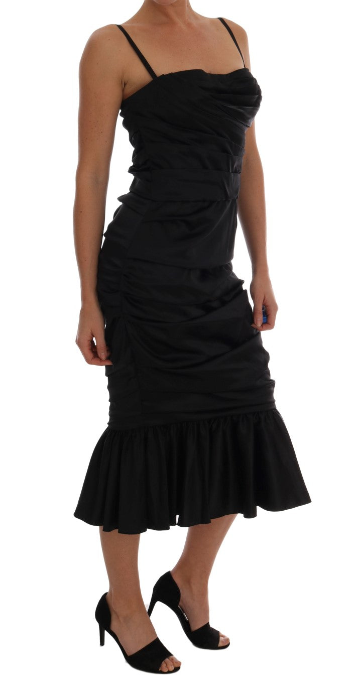 Dolce &amp; Gabbana Black Mermaid Ruched Gown Dress