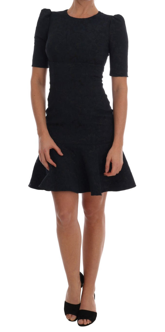 Dolce &amp; Gabbana Black Blue Flare Mini Dress