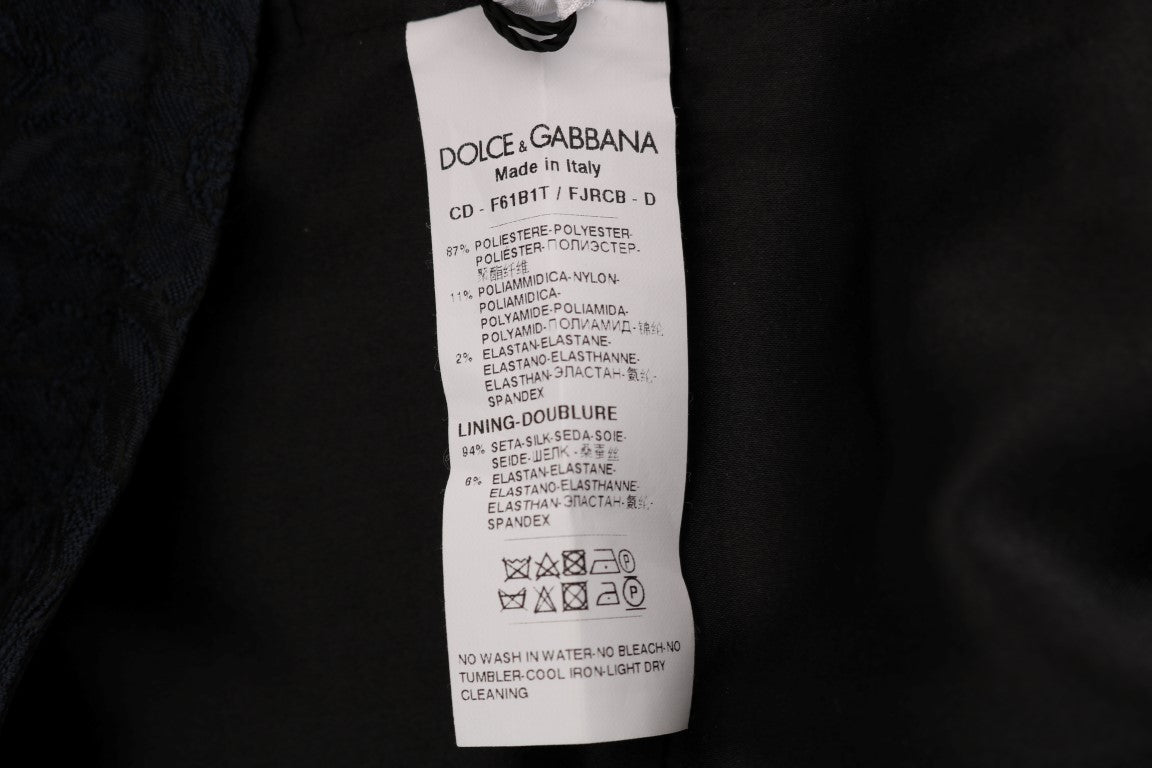 Dolce &amp; Gabbana Black Blue Flare Mini Dress