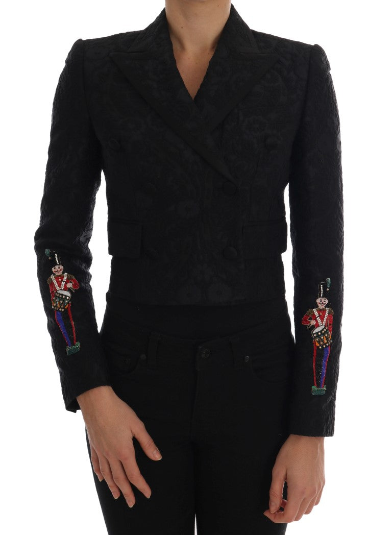 Dolce &amp; Gabbana Black Brocade Blazer Jacket