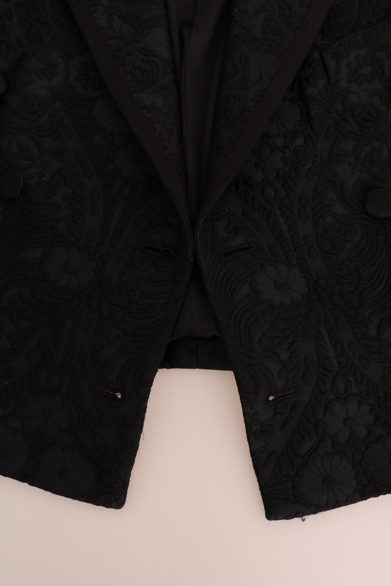 Dolce &amp; Gabbana Black Brocade Blazer Jacket