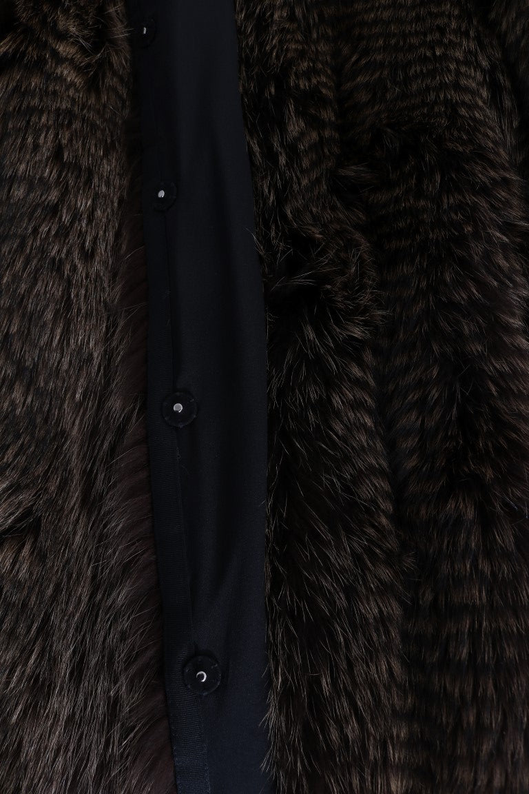 Dolce &amp; Gabbana Brown Raccoon Fur Coat Jacket