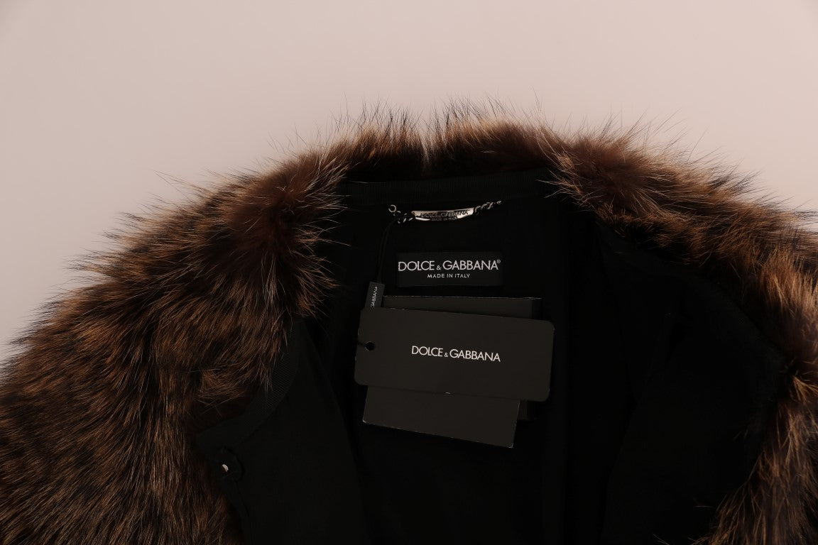 Dolce &amp; Gabbana Brown Raccoon Fur Coat Jacket