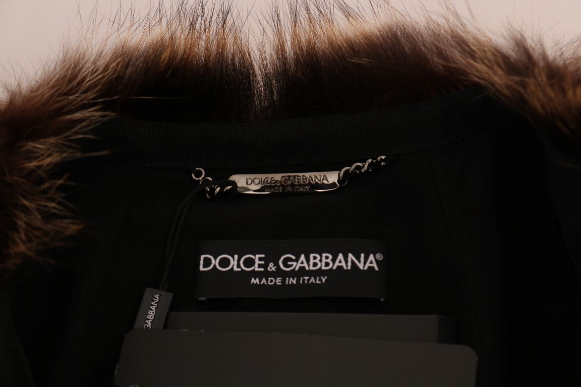 Dolce &amp; Gabbana Brown Raccoon Fur Coat Jacket