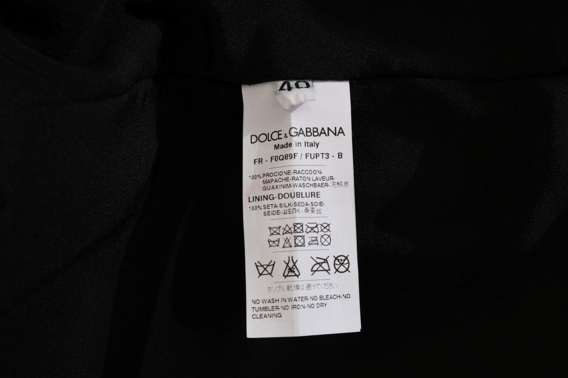 Dolce &amp; Gabbana Brown Raccoon Fur Coat Jacket