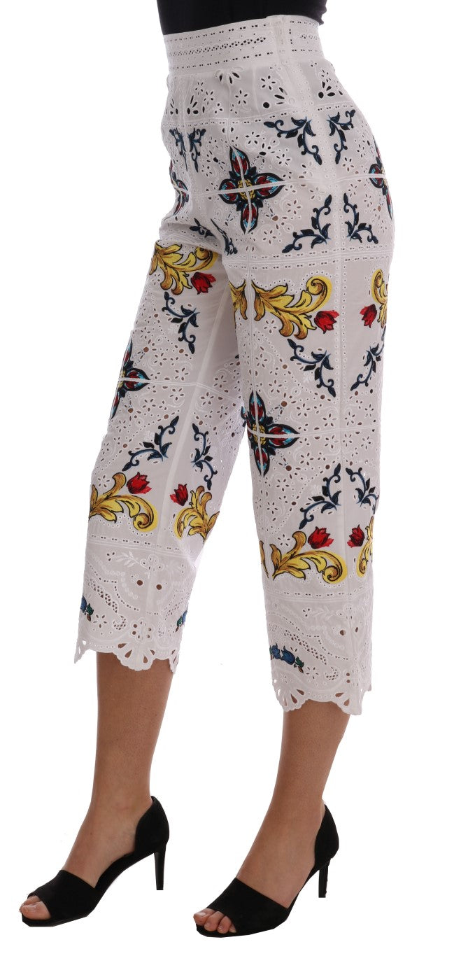 Dolce &amp; Gabbana Mulicolor Majolica Cutout Capri Pants