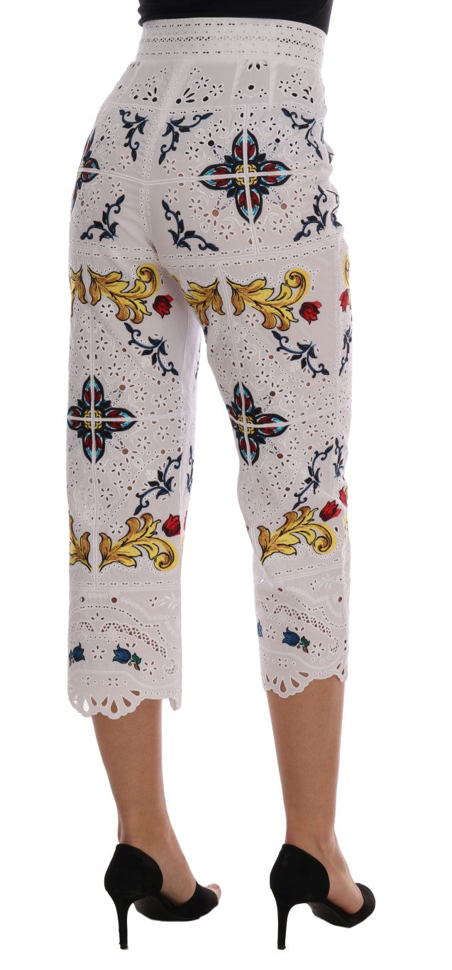 Dolce &amp; Gabbana Mulicolor Majolica Cutout Capri Pants