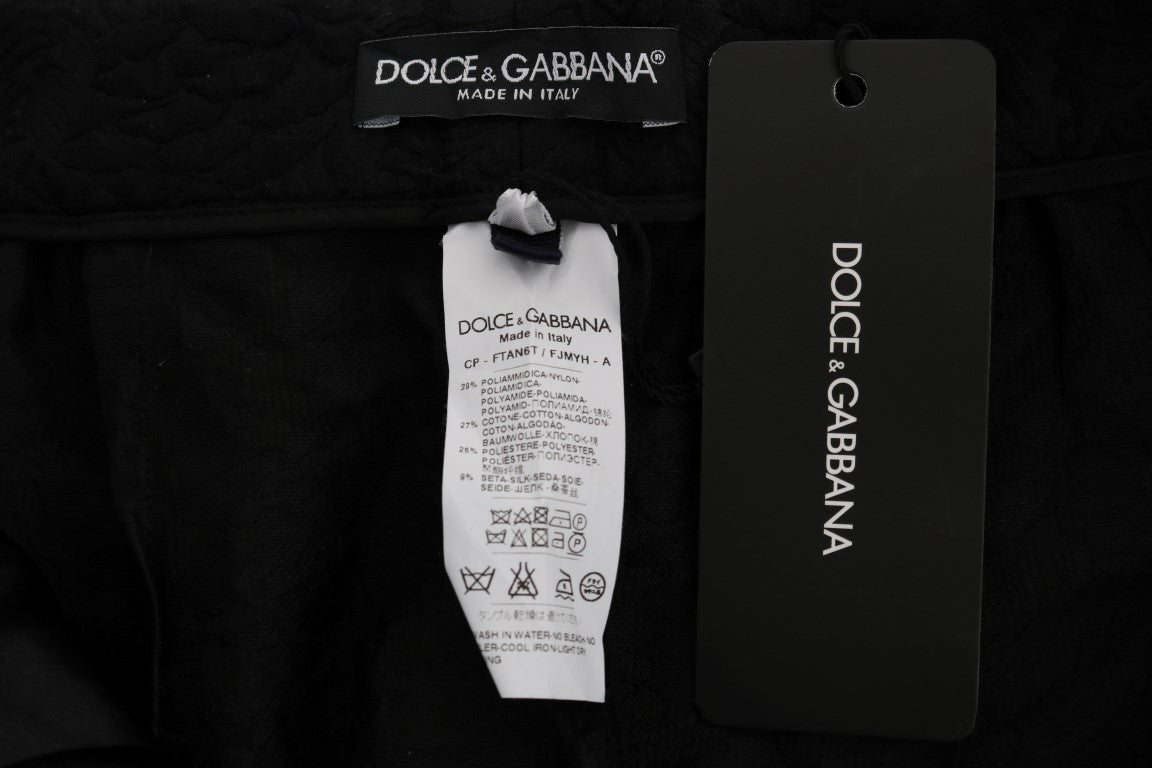 Dolce &amp; Gabbana Capri-Shorts aus schwarzem Brokat mit hoher Taille