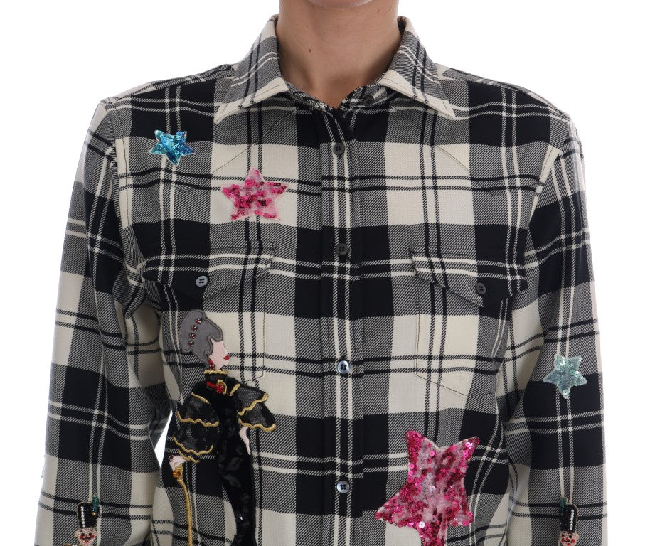 Dolce &amp; Gabbana Black White Fairy Tale Crystal Shirt