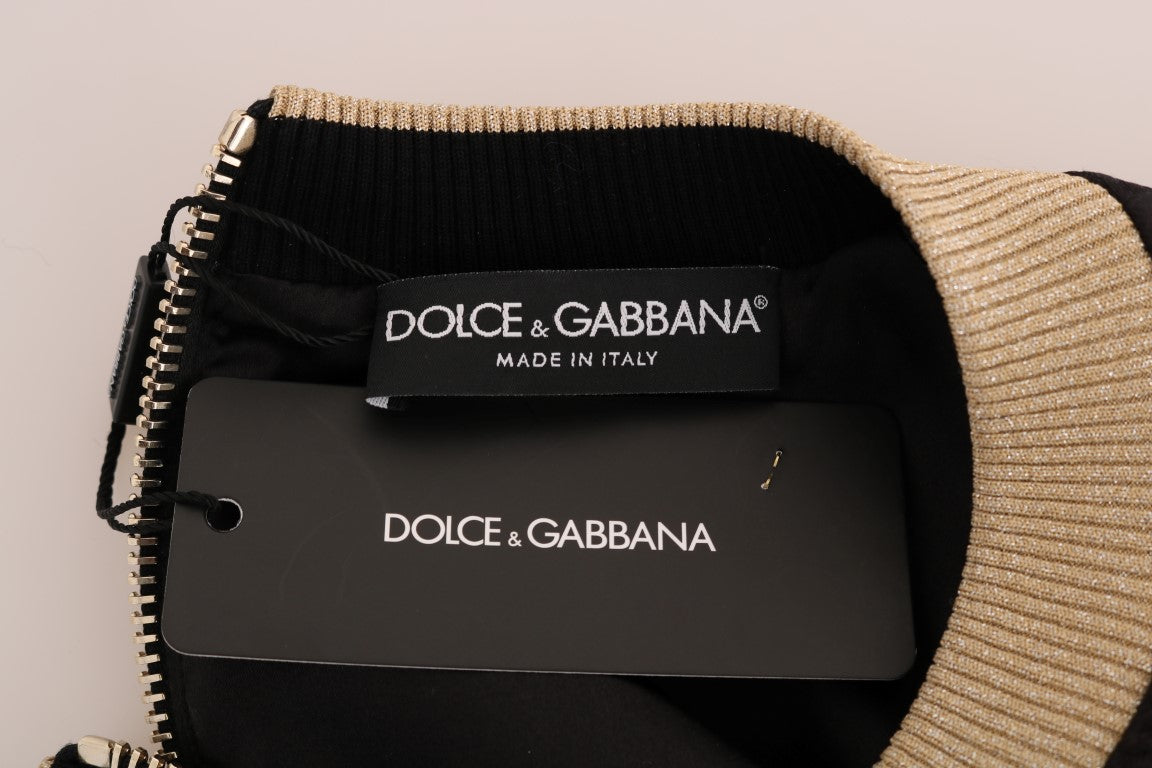 Dolce &amp; Gabbana Black Fairy Tale Brocade Zipper Sweater