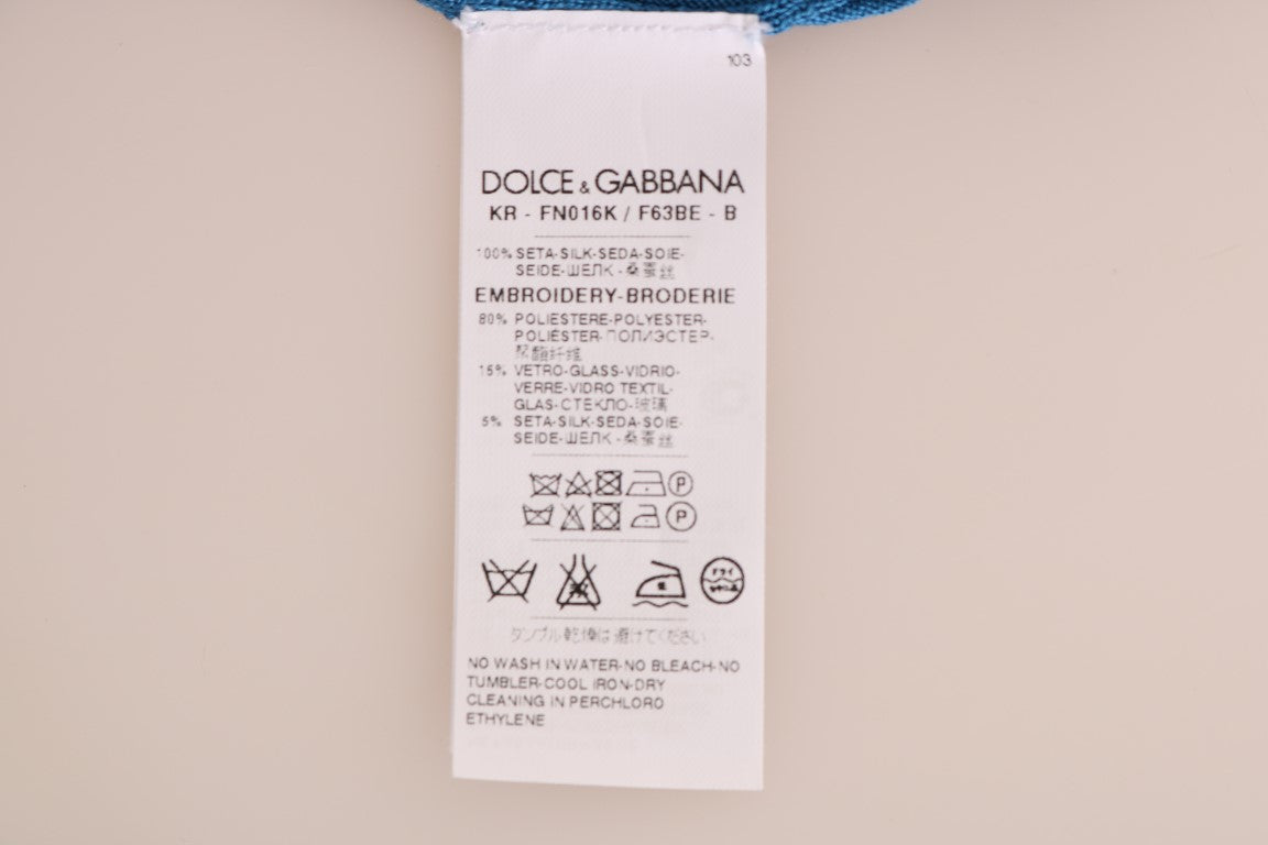 Ang Dolce &amp; Gabbana Blue Silk Love ay Pullover Sweater