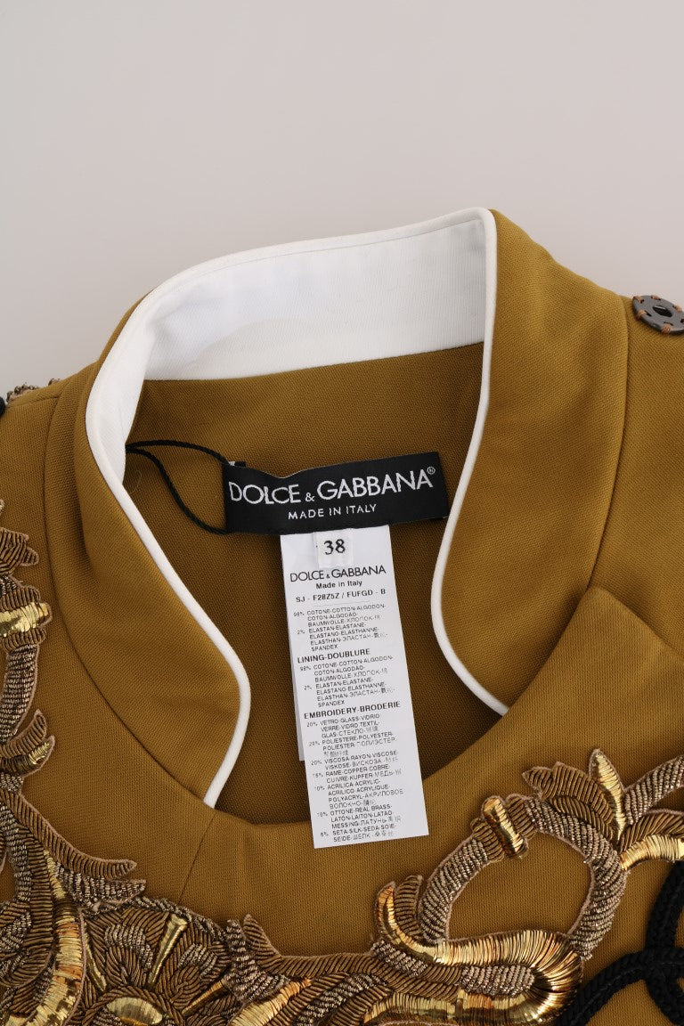 Dolce &amp; Gabbana Gelbe Crystal Cross-Weste-Jacke