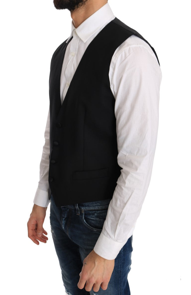 Dolce &amp; Gabbana Black Wool Silk Vest