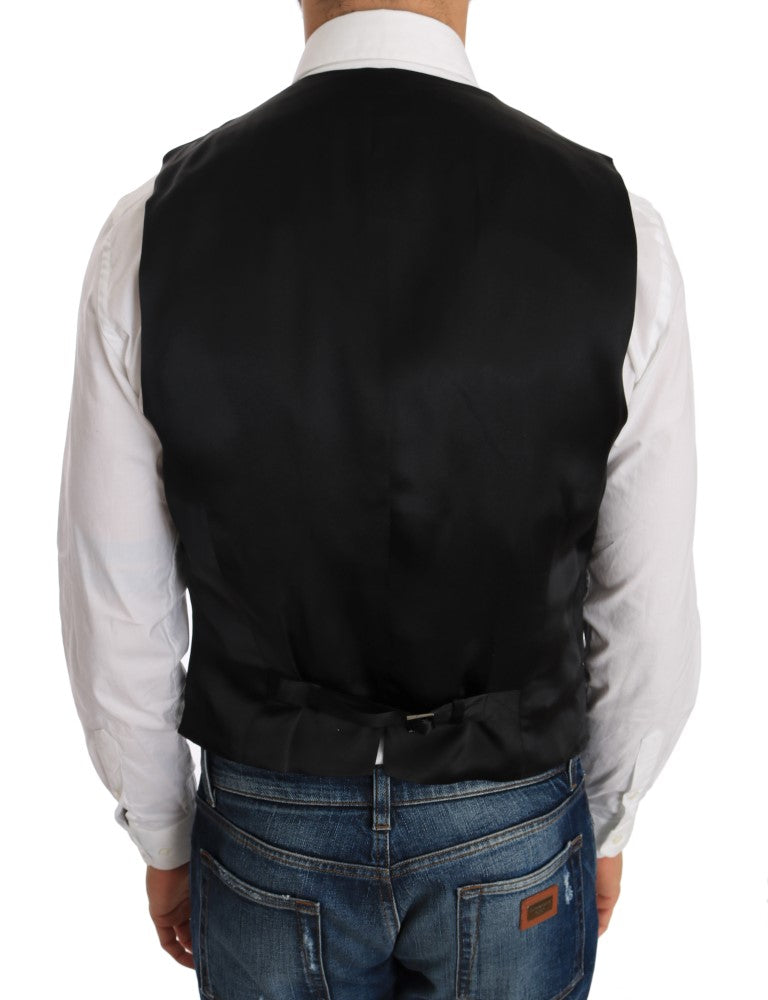 Dolce &amp; Gabbana Black Wool Silk Vest