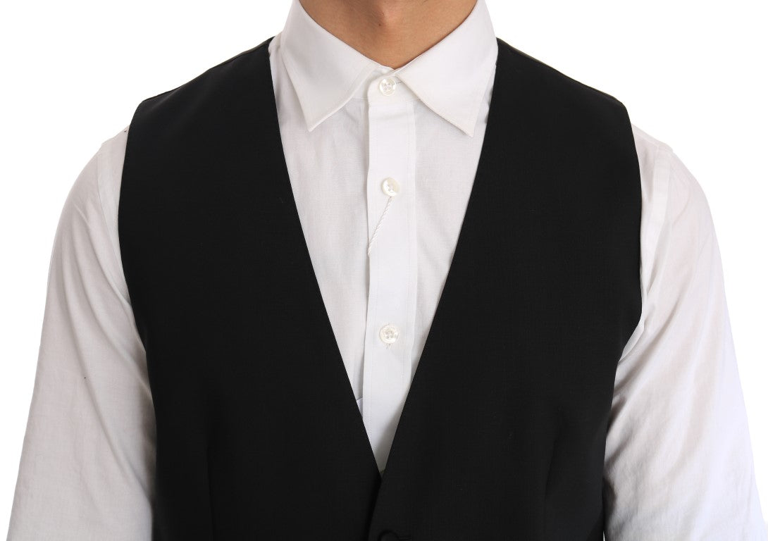 Dolce &amp; Gabbana Black Wool Silk Vest