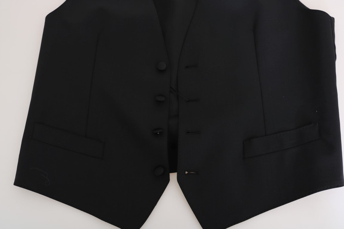 Dolce &amp; Gabbana Black Wool Silk Vest