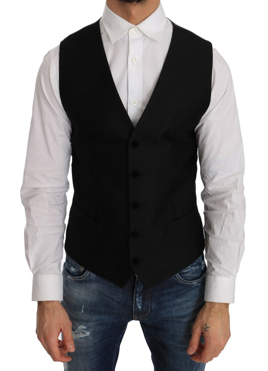 Dolce &amp; Gabbana Black Polka Dot Pattern Vest