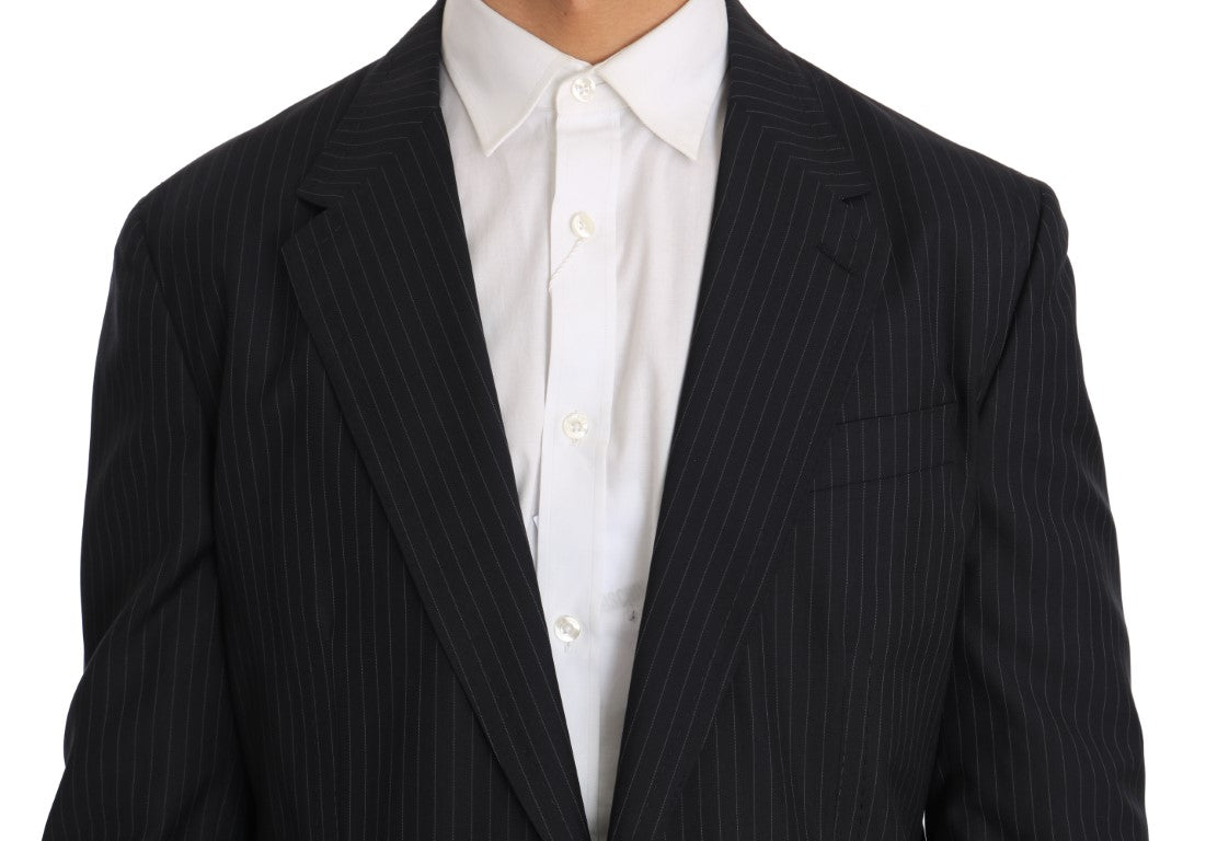 Dolce &amp; Gabbana Gray Striped Wool Jacket Coat Slim Blazer