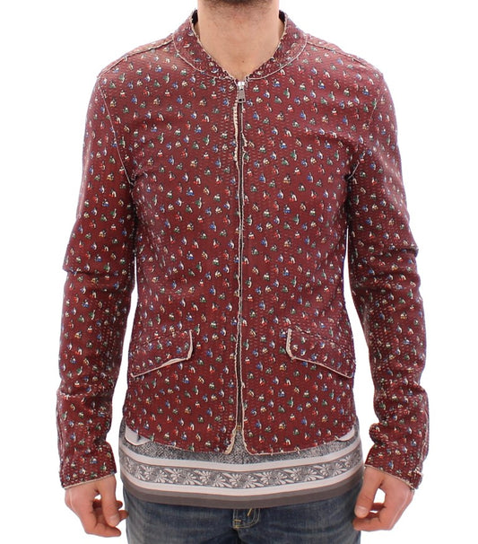 Dolce &amp; Gabbana Bordeaux Leather Boxer Print Jacket Coat