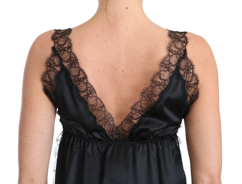 Dolce &amp; Gabbana Lingerie Cami Black Lace Silk Stretch