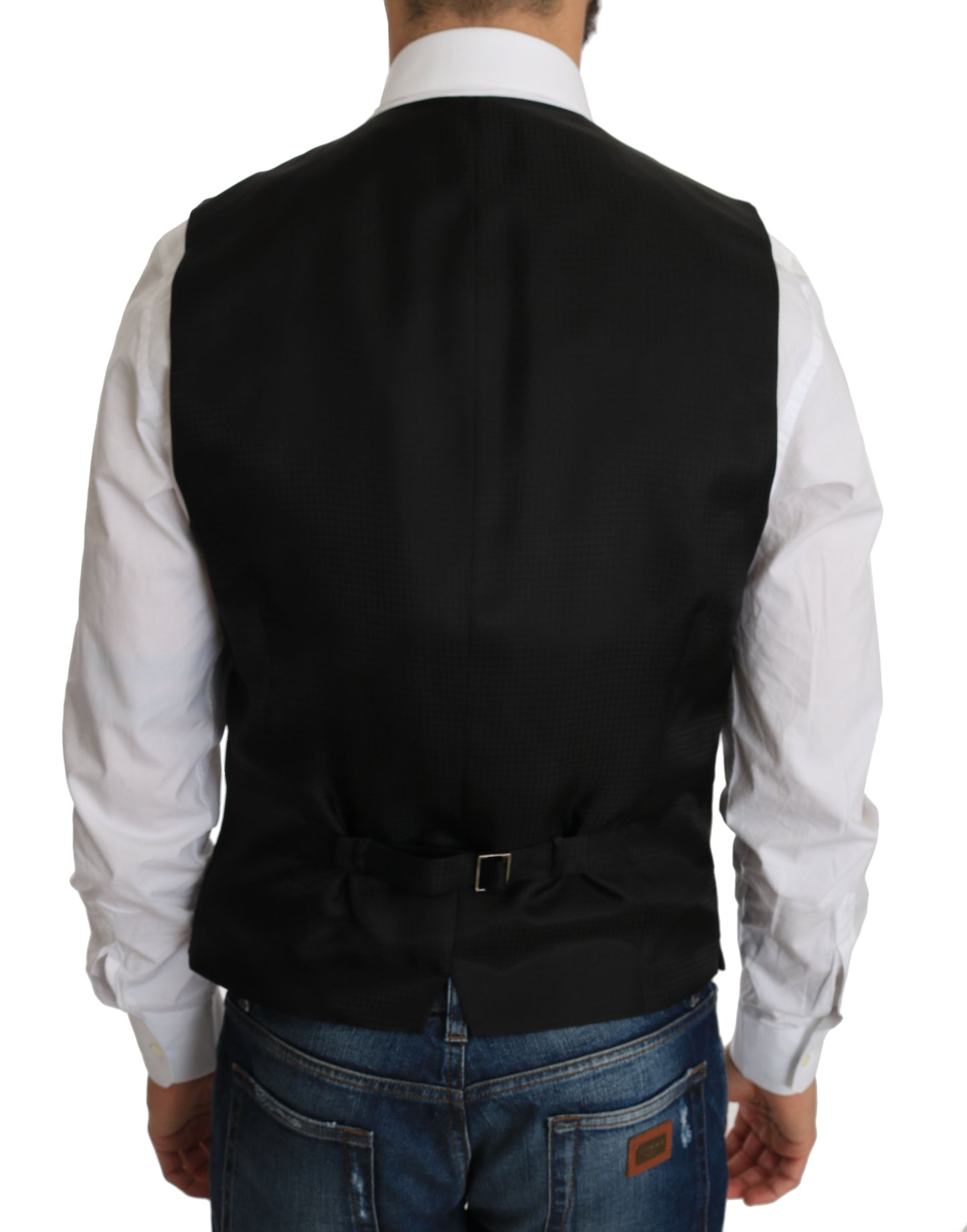 Dolce &amp; Gabbana Black Silk Dress Waistcoat