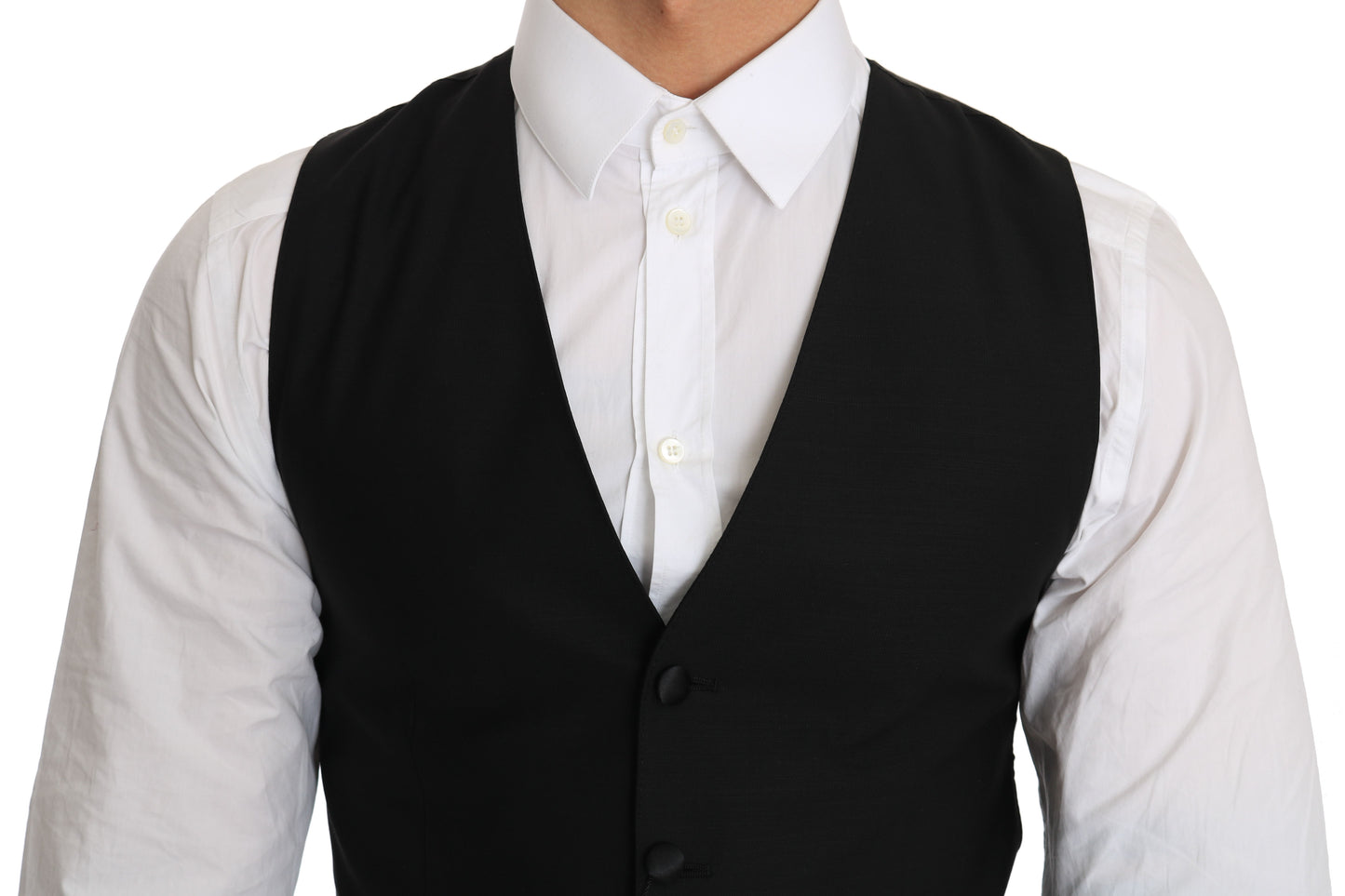 Dolce &amp; Gabbana Black Wool Dress Waistcoat