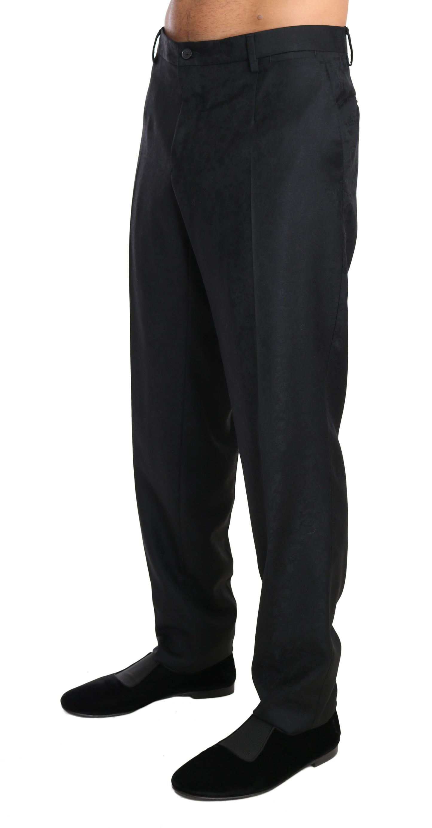 Dolce &amp; Gabbana Grey Cotton Patterned Formal Trousers