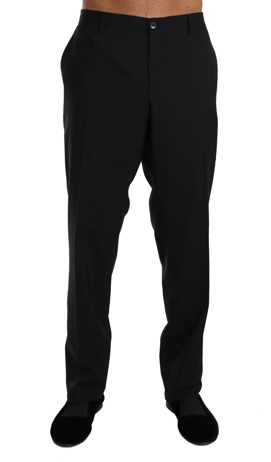 Dolce &amp; Gabbana Black Wool Stretch Formal Trousers