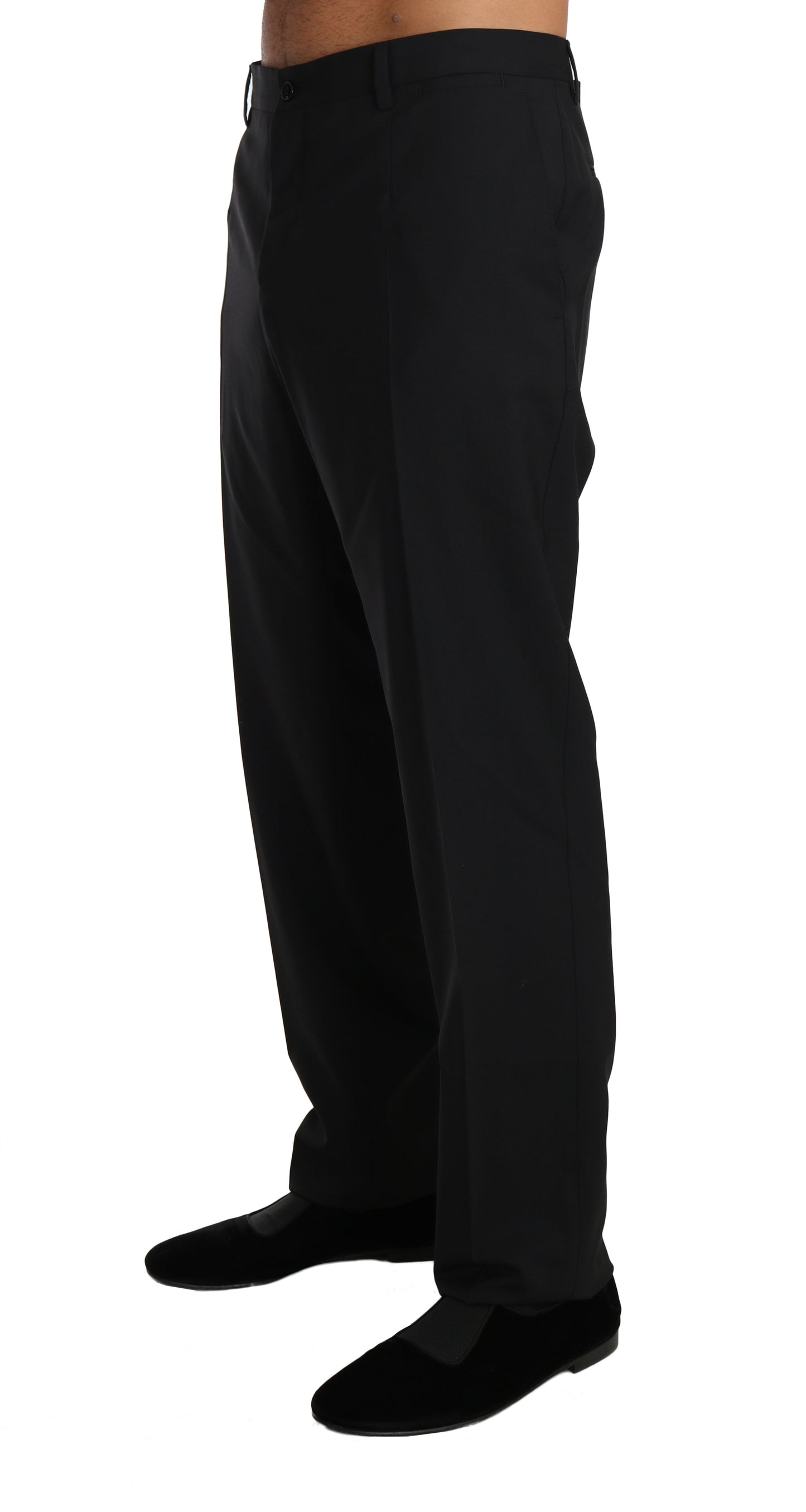 Dolce &amp; Gabbana Black Wool Stretch Formal Trousers