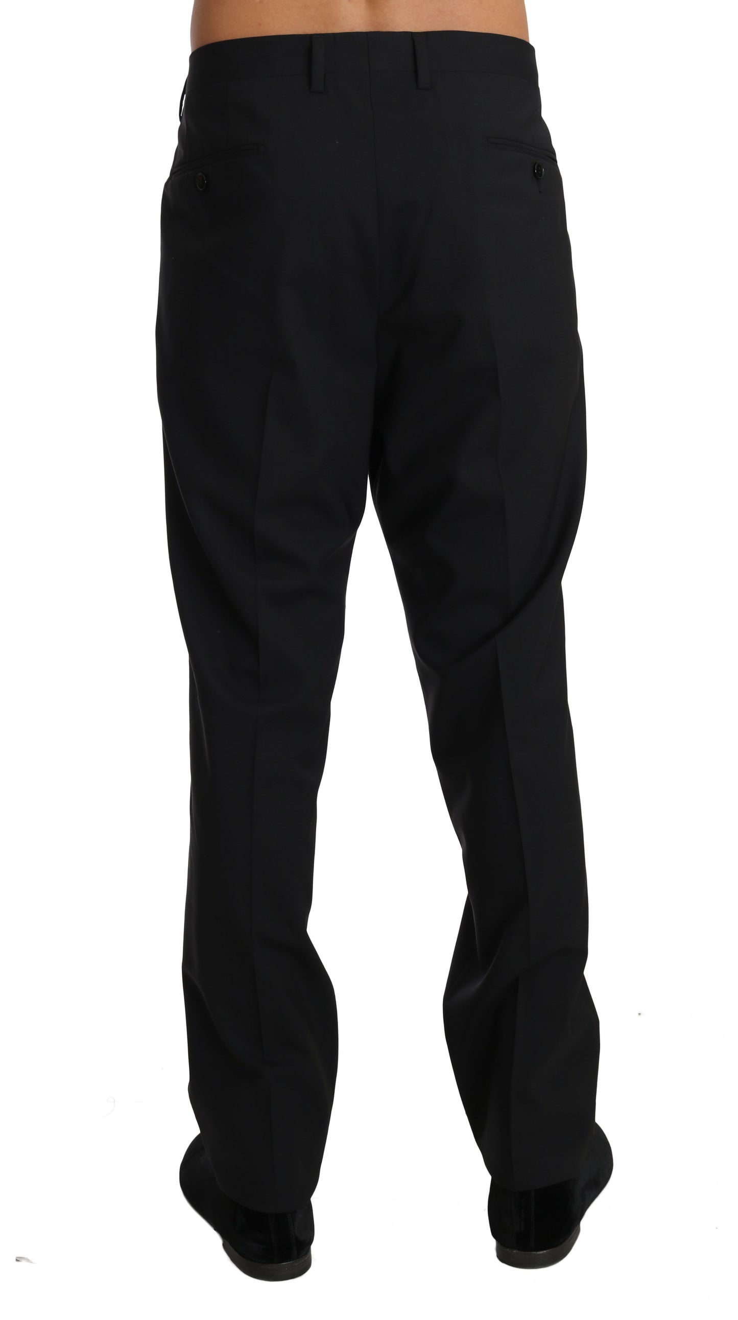 Dolce &amp; Gabbana Black Wool Stretch Formal Trousers