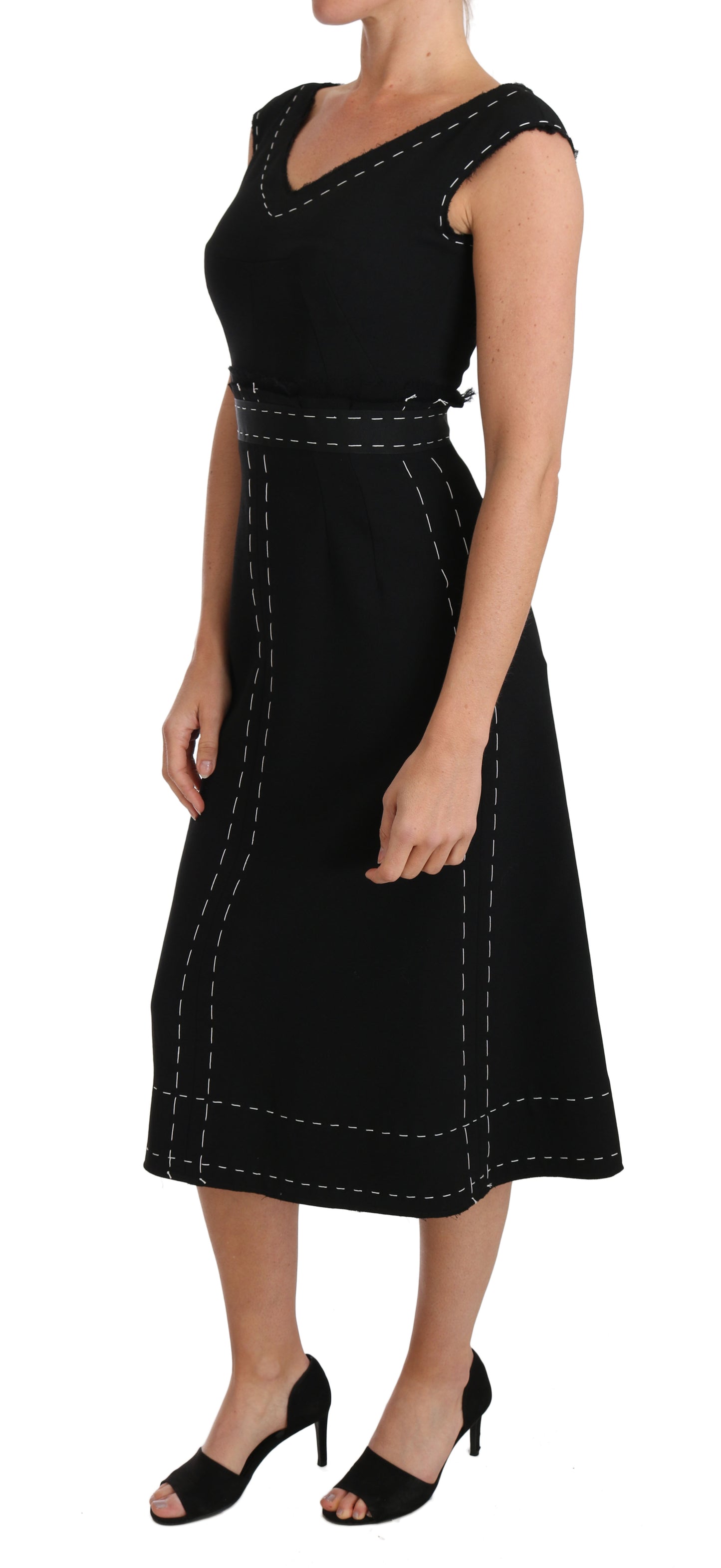 Dolce &amp; Gabbana Black Wool Stretch A-line Sheath Dress