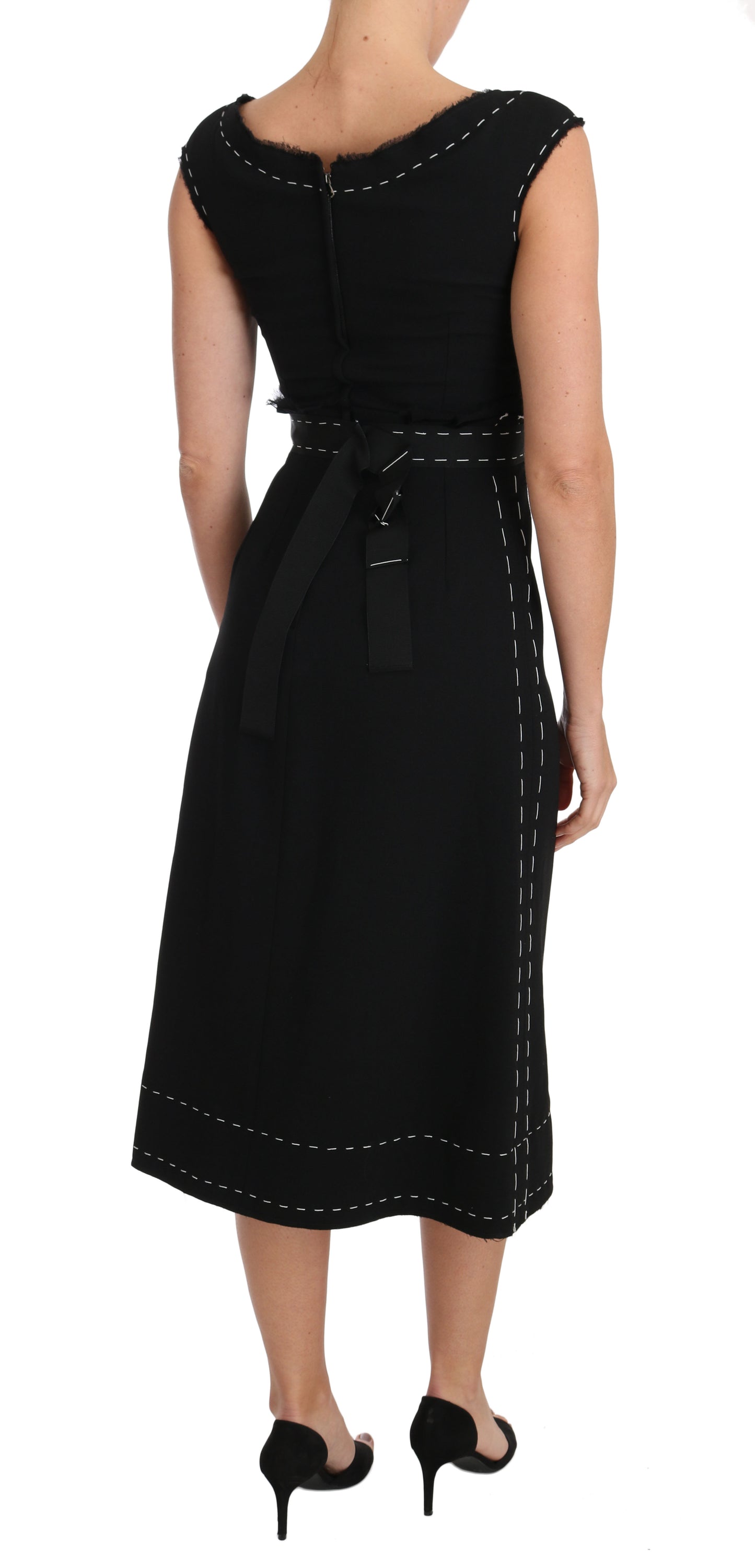 Dolce &amp; Gabbana Black Wool Stretch A-line Sheath Dress