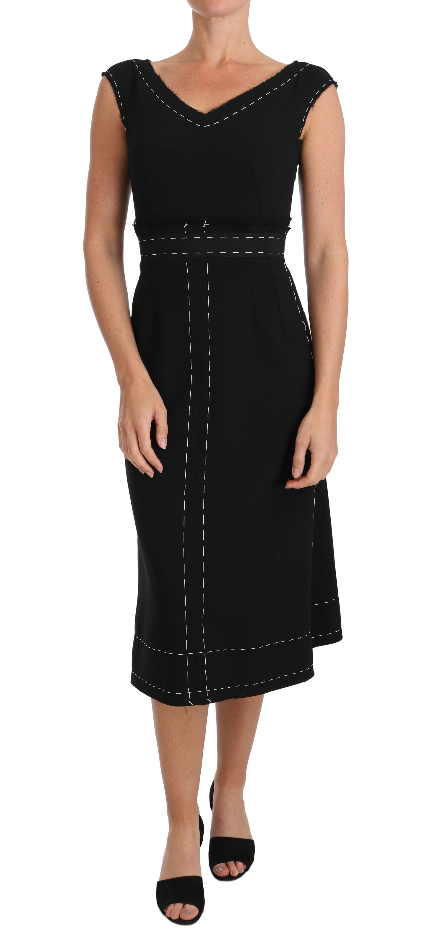 Dolce &amp; Gabbana Black Wool Stretch A-line Sheath Dress