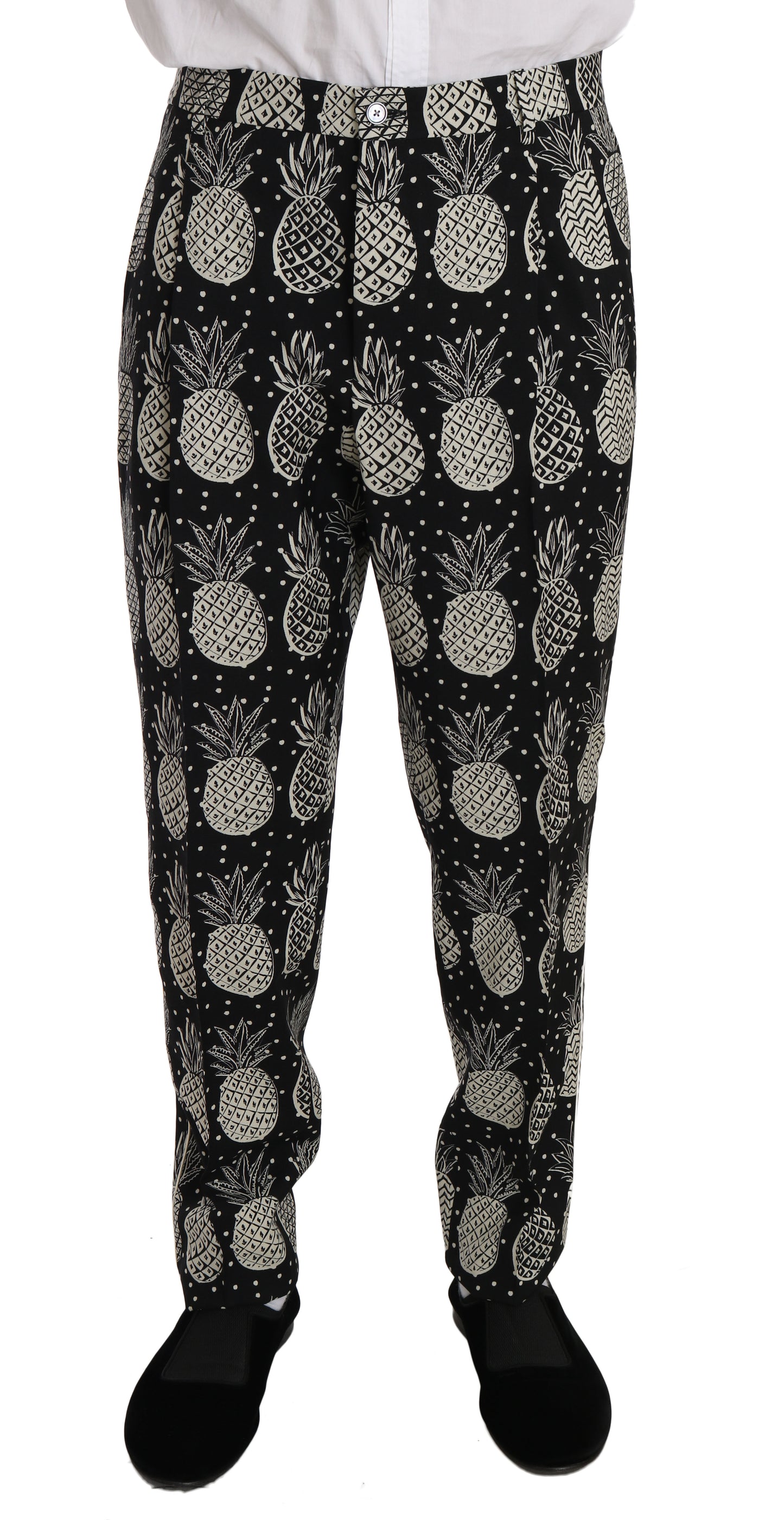 Dolce &amp; Gabbana Black Wool Pineapple 2 Piece Slim