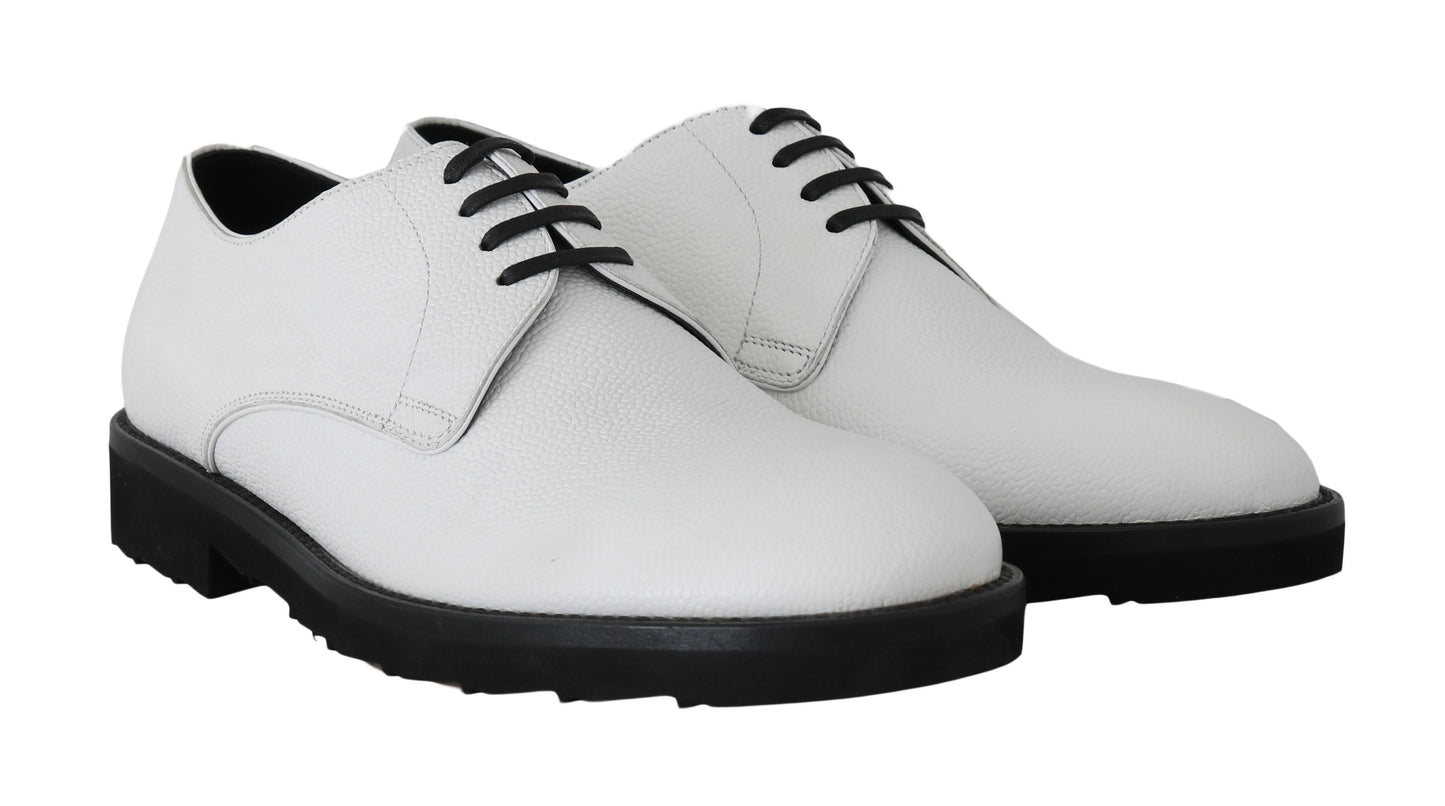 Dolce &amp; Gabbana White Leather Derby Dress Formal Shoes