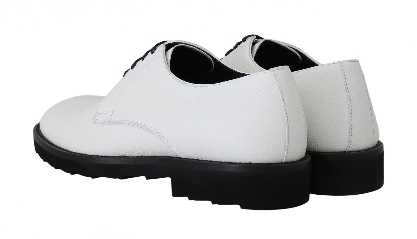 Dolce &amp; Gabbana White Leather Derby Dress Formal Shoes