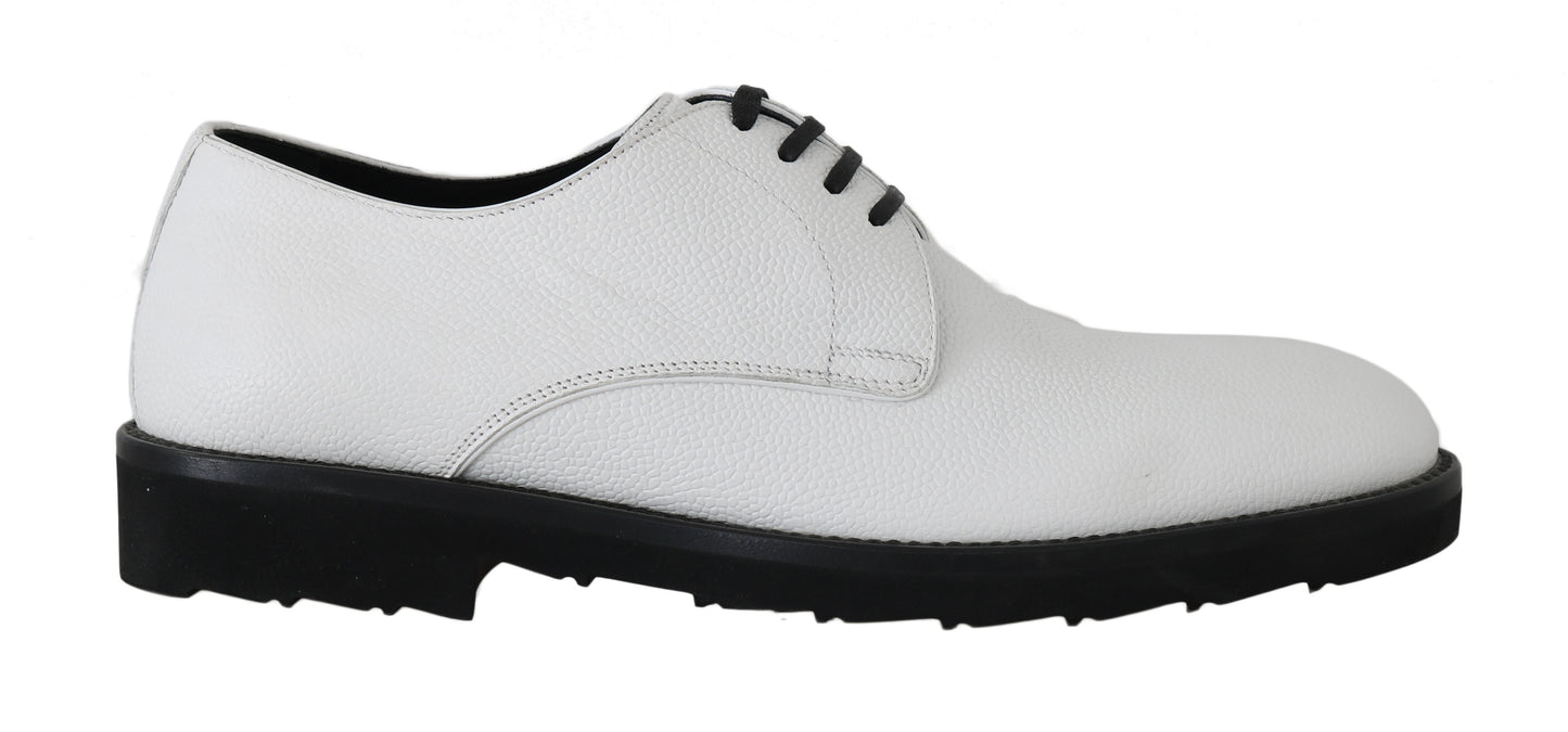 Dolce &amp; Gabbana White Leather Derby Dress Formal Shoes