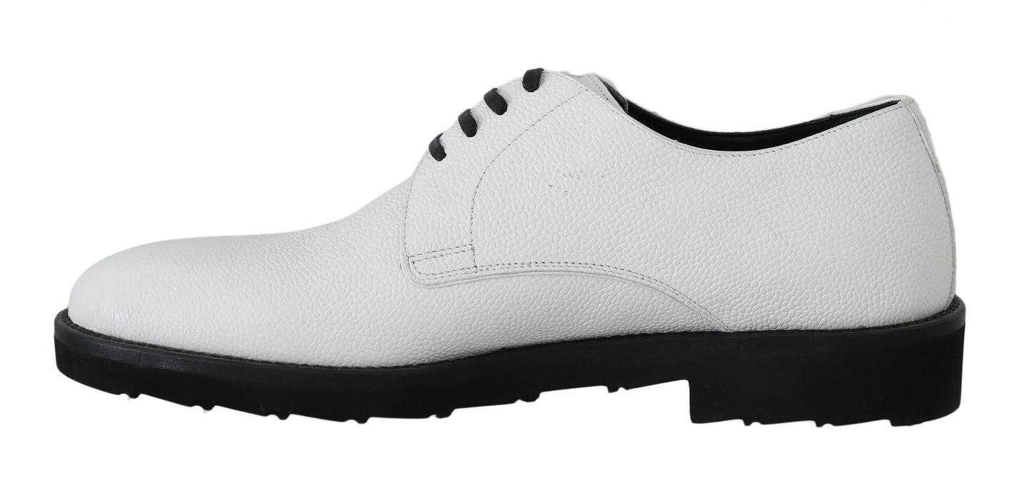 Dolce &amp; Gabbana White Leather Derby Dress Formal Shoes