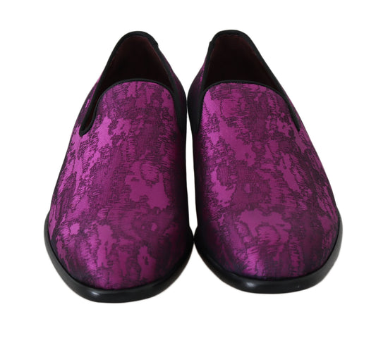 Dolce &amp; Gabbana Purple Jacquard Loafers Dress Formal Shoes