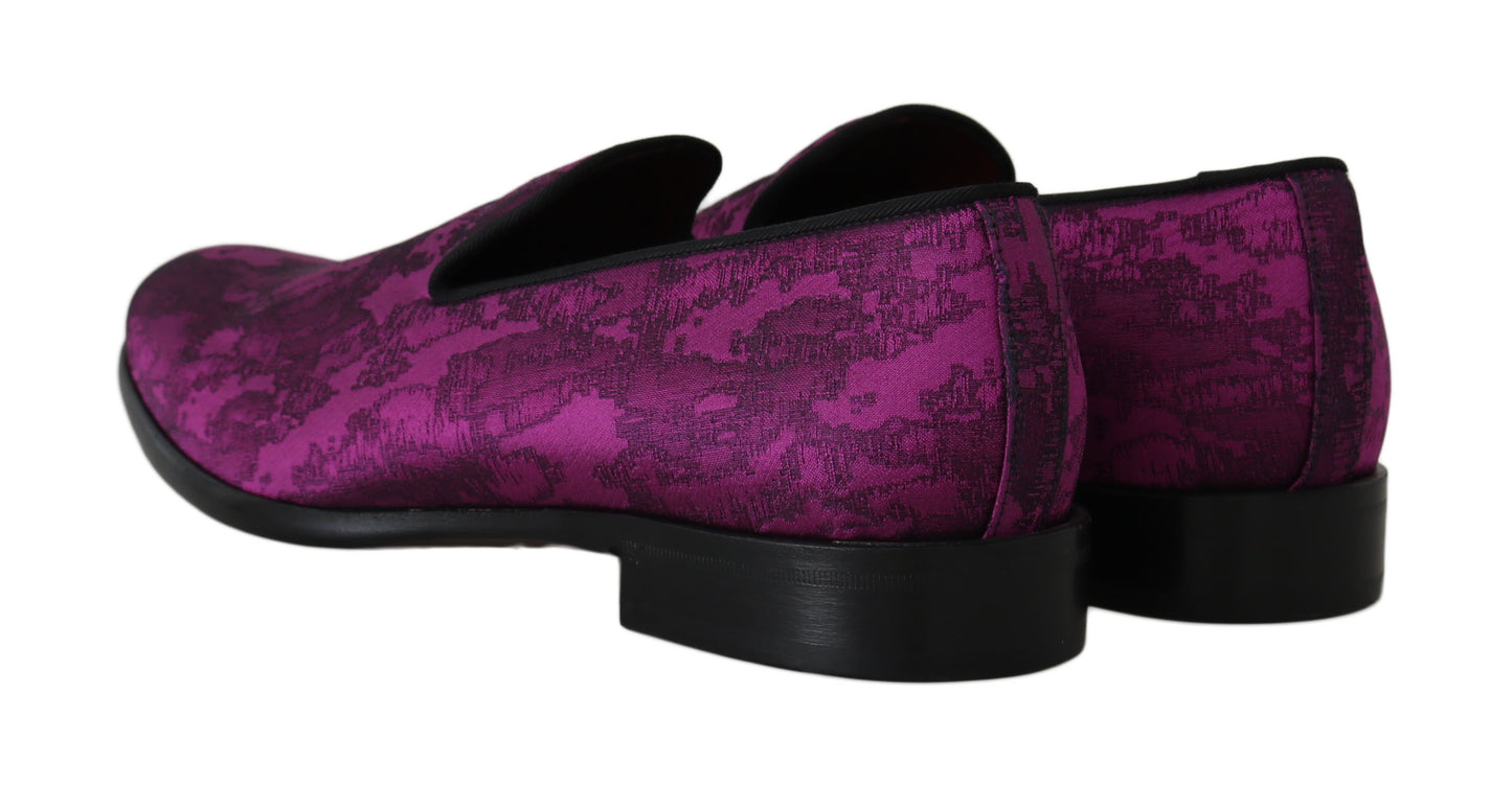 Dolce &amp; Gabbana Purple Jacquard Loafers Dress Formal Shoes