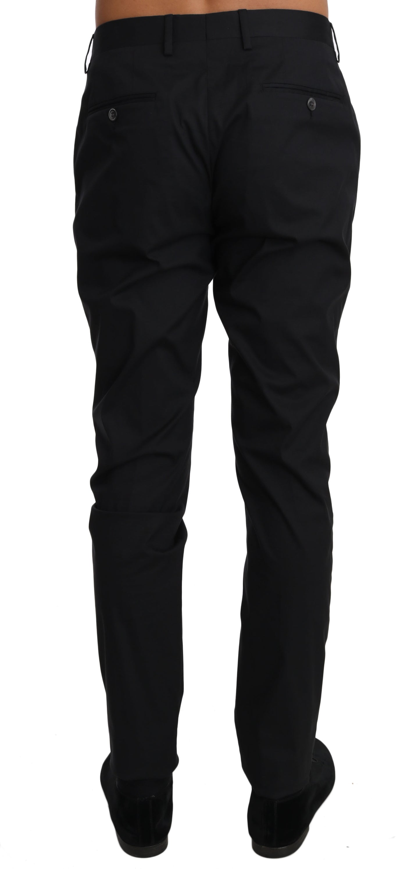 Dolce &amp; Gabbana Black Cotton Stretch Formal Trousers Pants