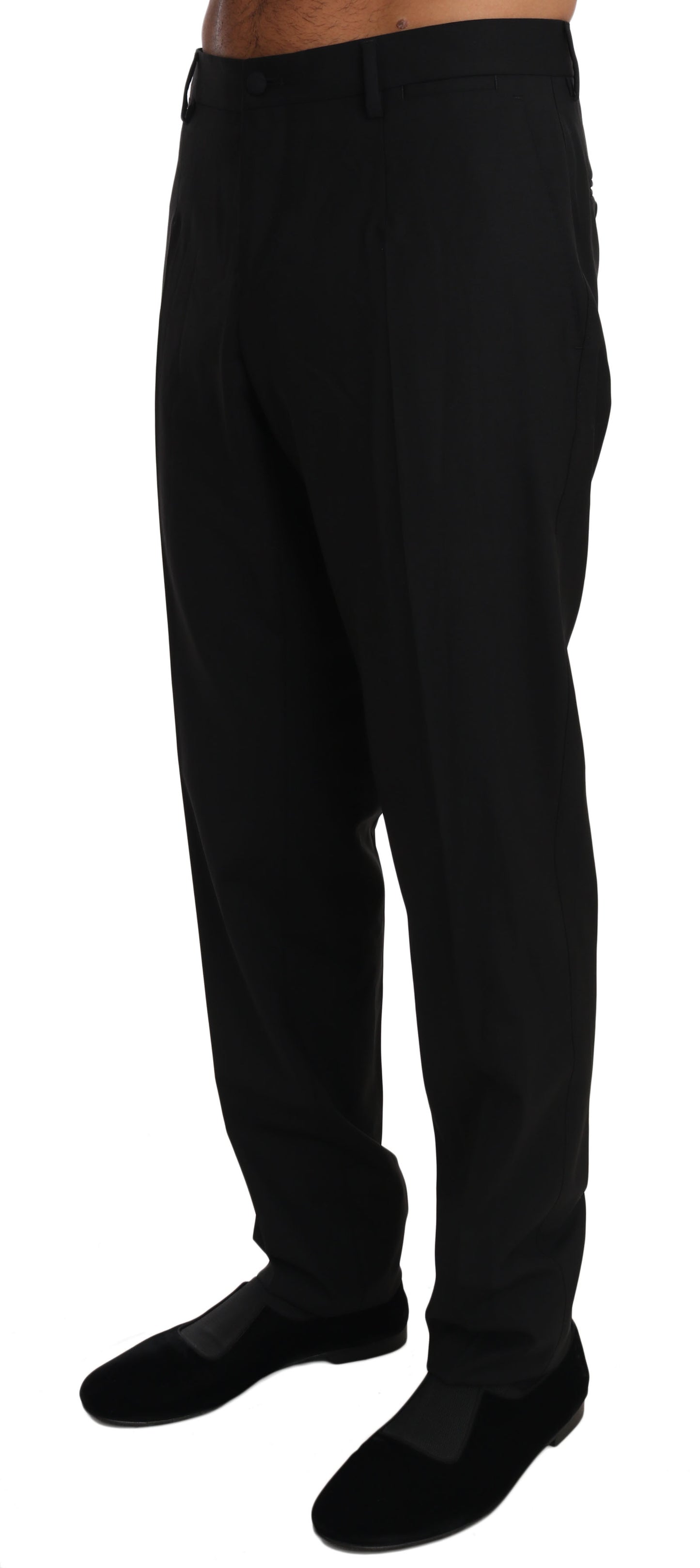 Dolce &amp; Gabbana Black Wool Stretch Dress Pantalon na Pantalon