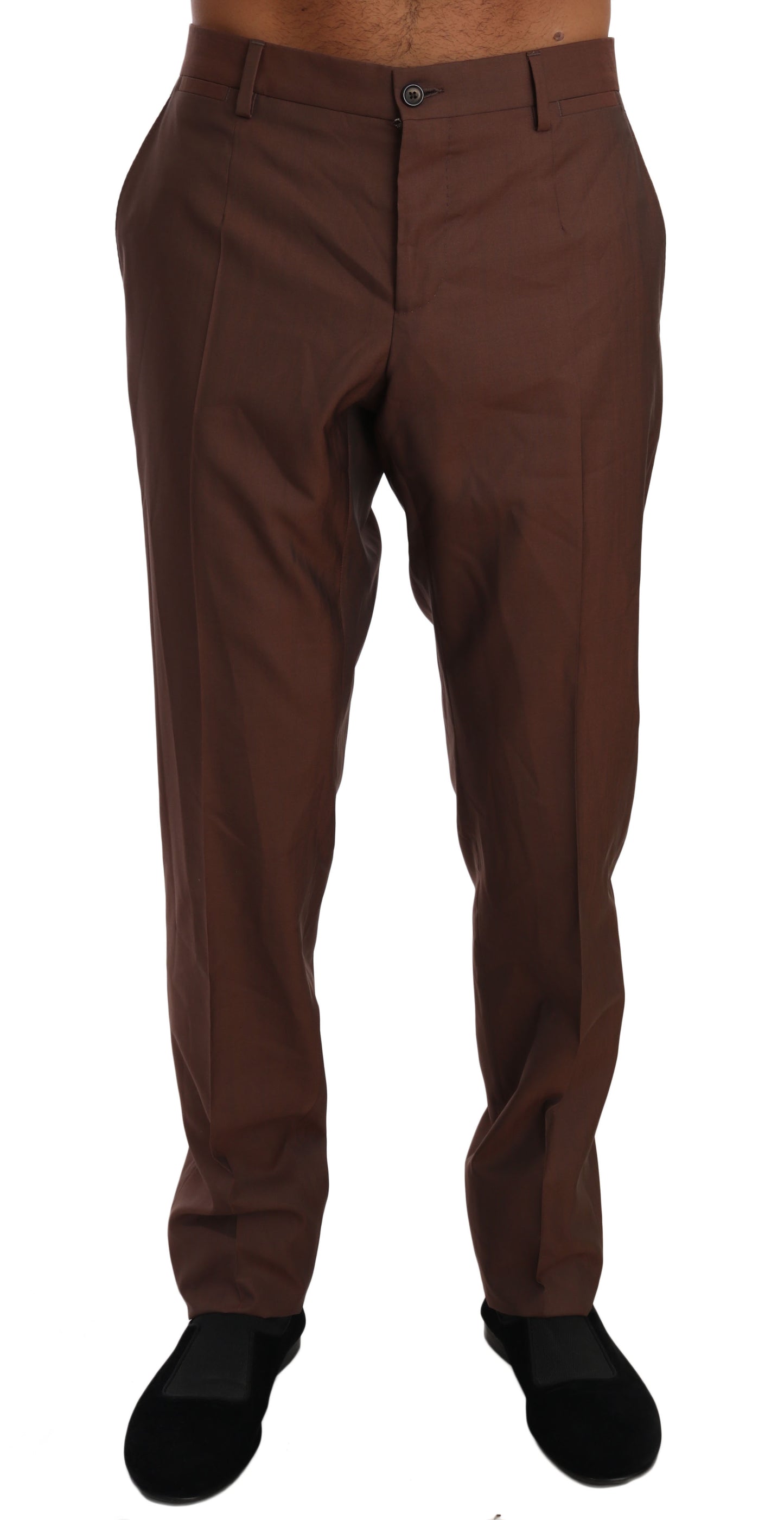 Dolce &amp; Gabbana Brown Wool Silk Formal Trousers Pants