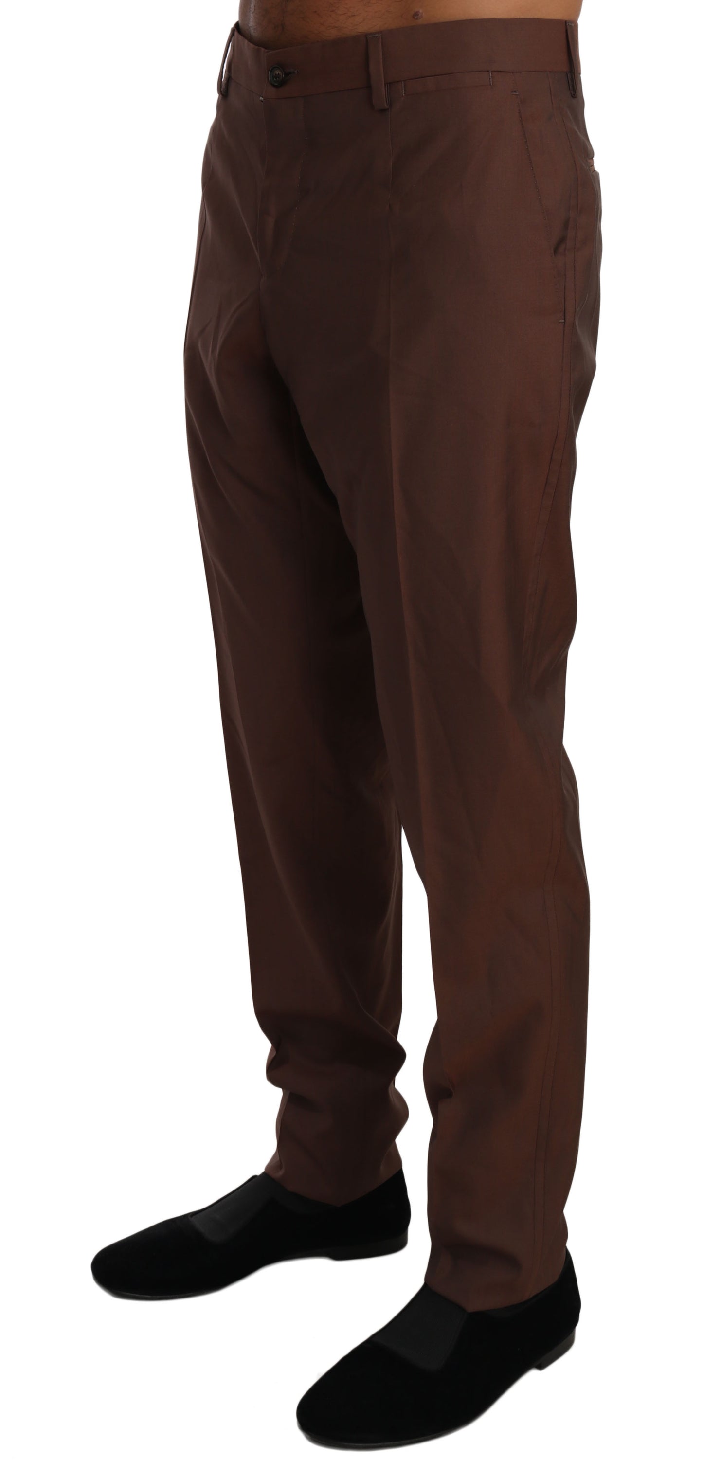 Dolce &amp; Gabbana Brown Wool Silk Formal Trousers Pants