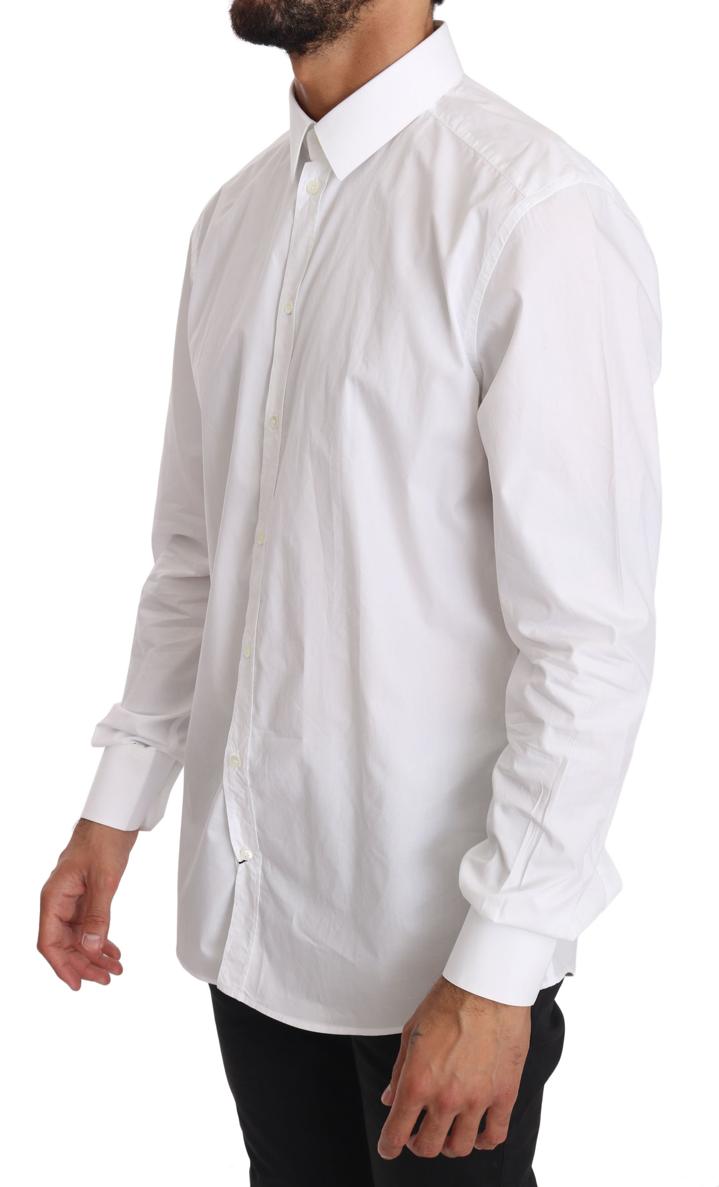 Dolce &amp; Gabbana White Cotton GOLD Dress Shirt