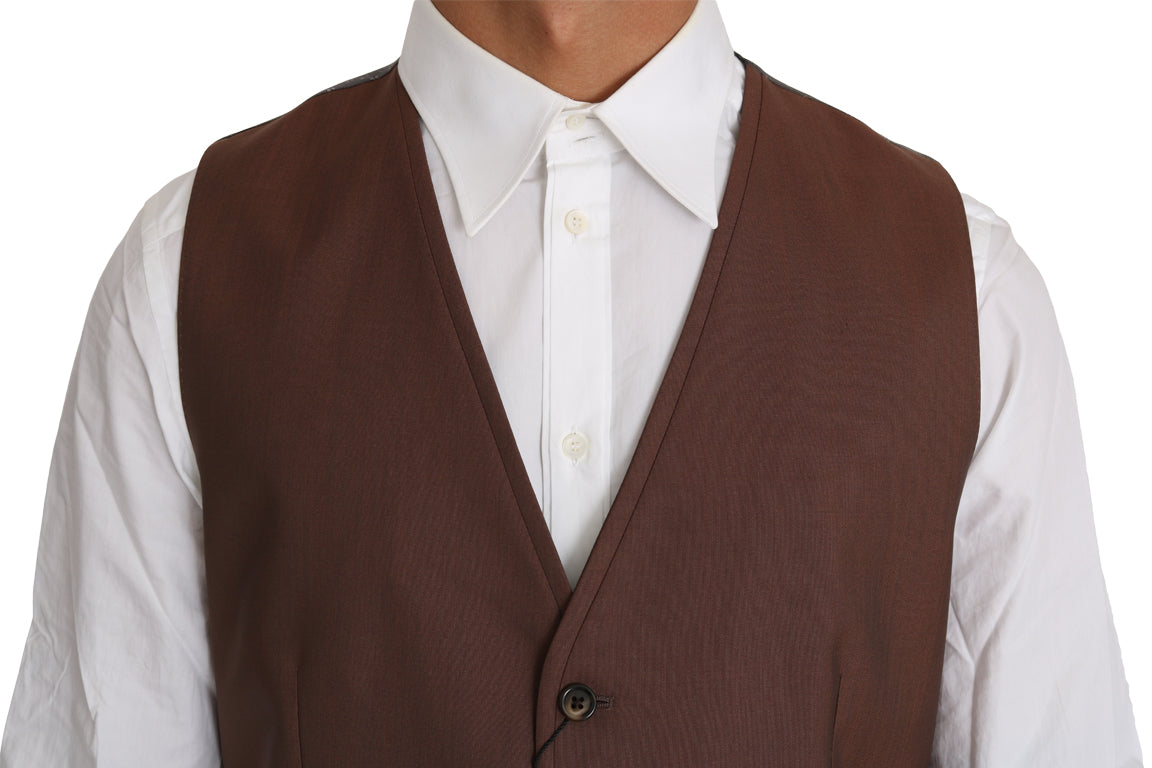 Dolce &amp; Gabbana Brown Wool Silk Waistcoat Vest