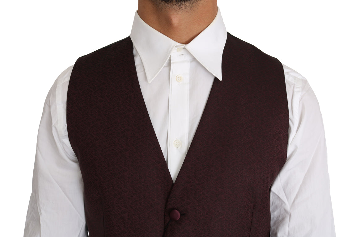 Dolce &amp; Gabbana Purple Pattern Wool Silk Waistcoat Vest