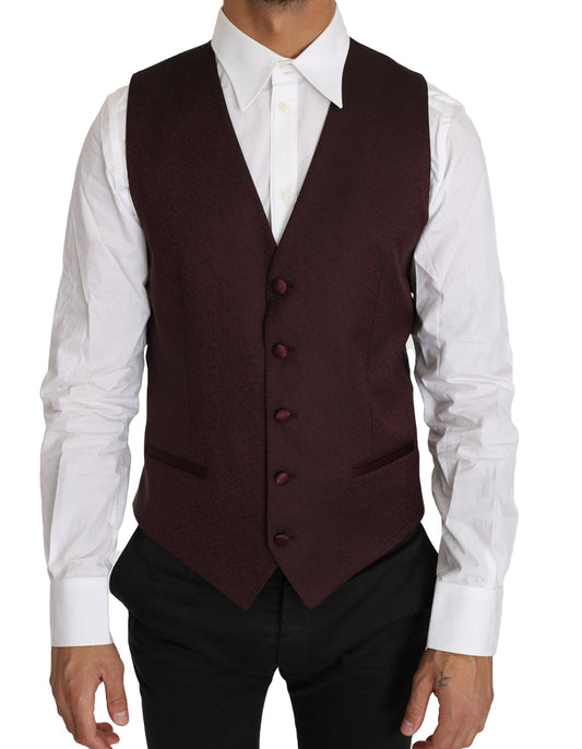 Dolce &amp; Gabbana Purple Pattern Wool Silk Waistcoat Vest