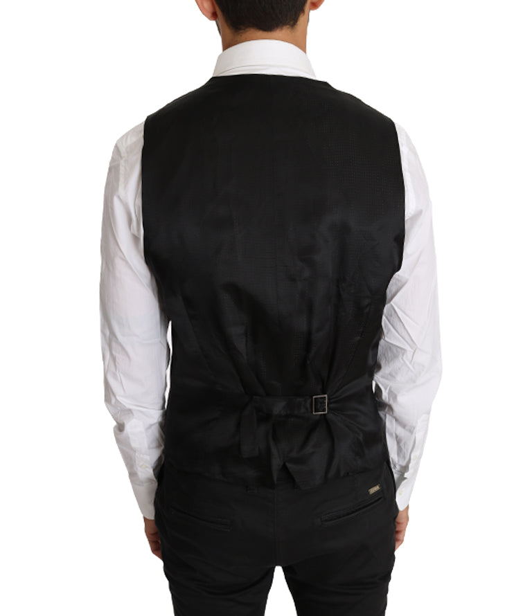 Dolce &amp; Gabbana Gray Solid 100% Wool Waistcoat Vest