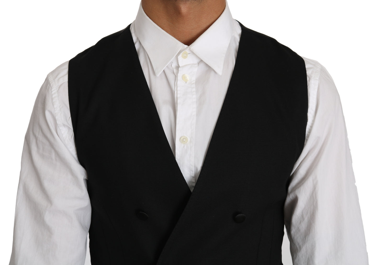 Dolce &amp; Gabbana Grey Wool Double Breasted Waistcoat Vest